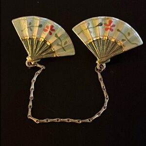 Vintage Asian Double Fan Brooch